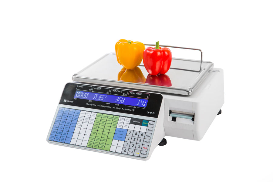 Ishida UNI-3 Series weigh labeling scales.